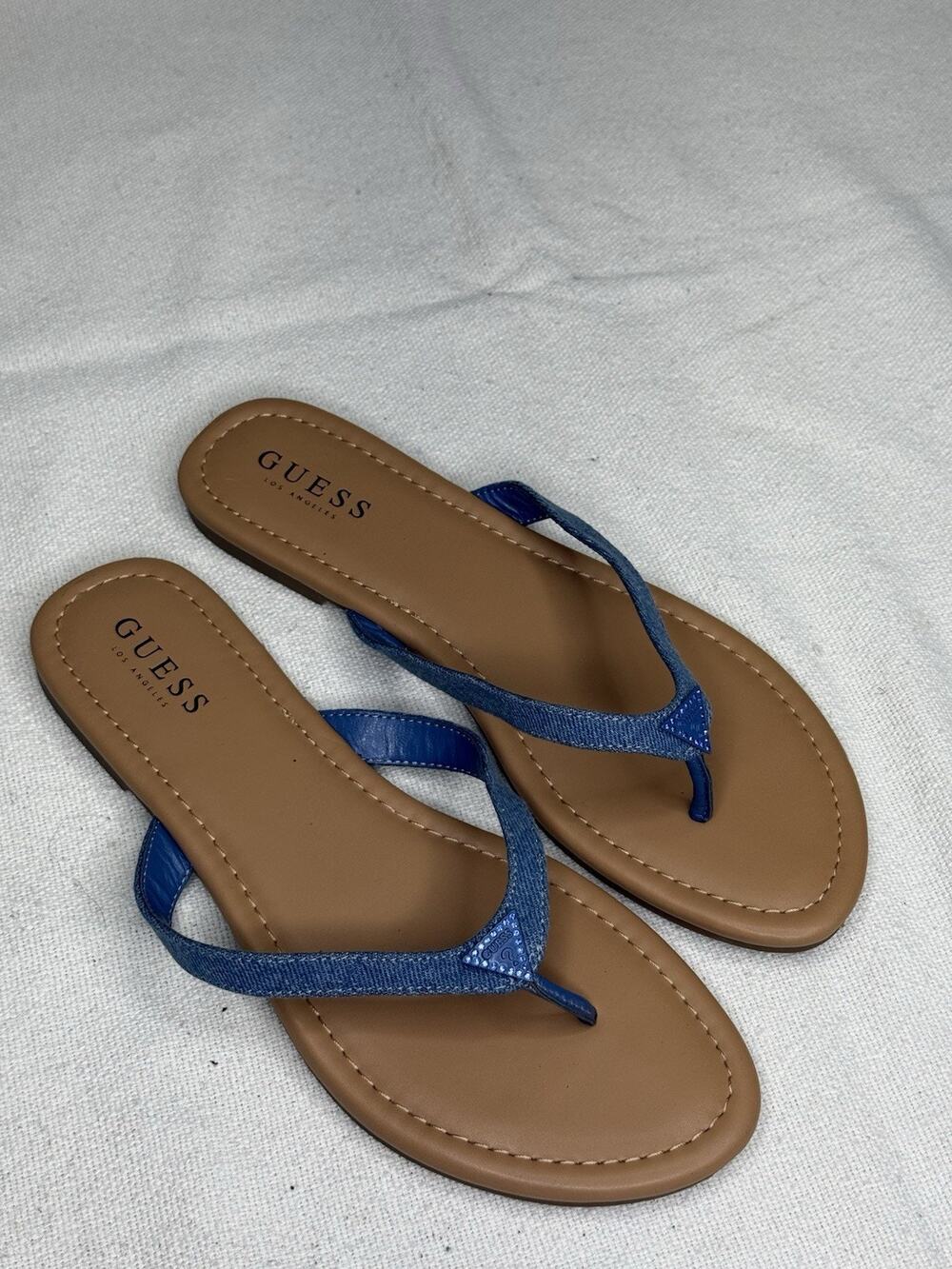 GUESS Blue Bling Rhinestone Thong Slip-on Flip Flop Sandals - Size 10M